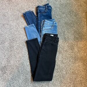 American Eagle Outfitters 3 Jeggings - Dark Blue, Light Blue, Black 00 short
